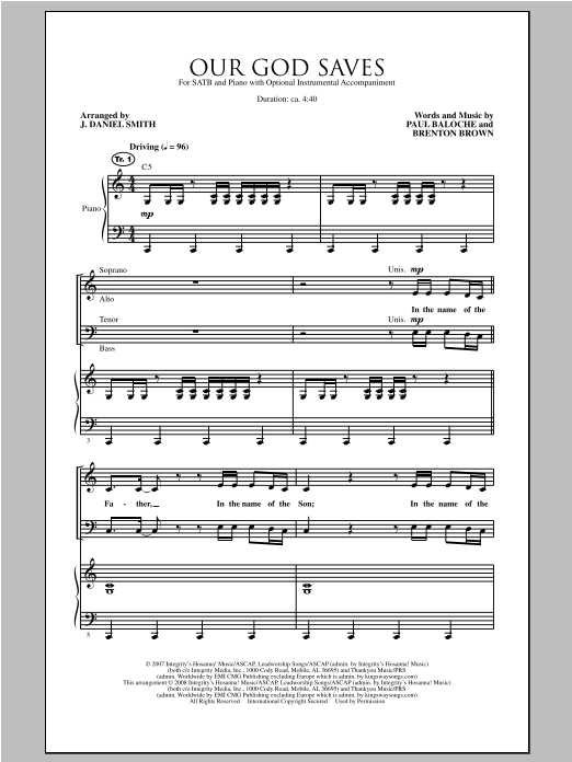 J. Daniel Smith Our God Saves sheet music notes and chords arranged for SATB Choir