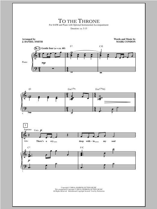 J. Daniel Smith To The Throne sheet music notes and chords arranged for SATB Choir