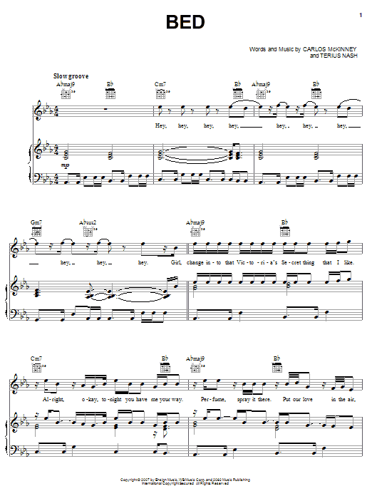 J. Holiday Bed sheet music notes and chords arranged for Piano, Vocal & Guitar Chords (Right-Hand Melody)