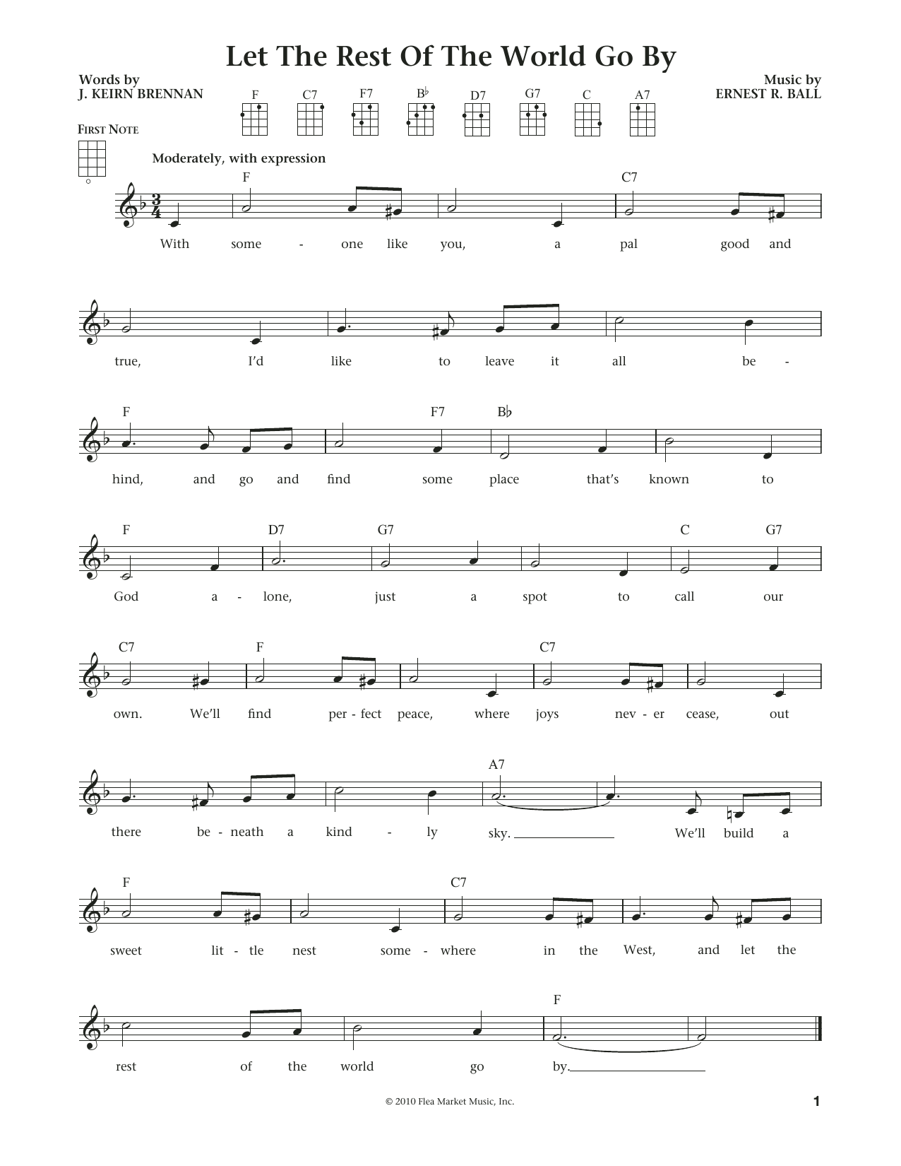 J. Keirn Brennan Let The Rest Of The World Go By (from The Daily Ukulele) (arr. Liz and Jim Beloff) sheet music notes and chords arranged for Ukulele