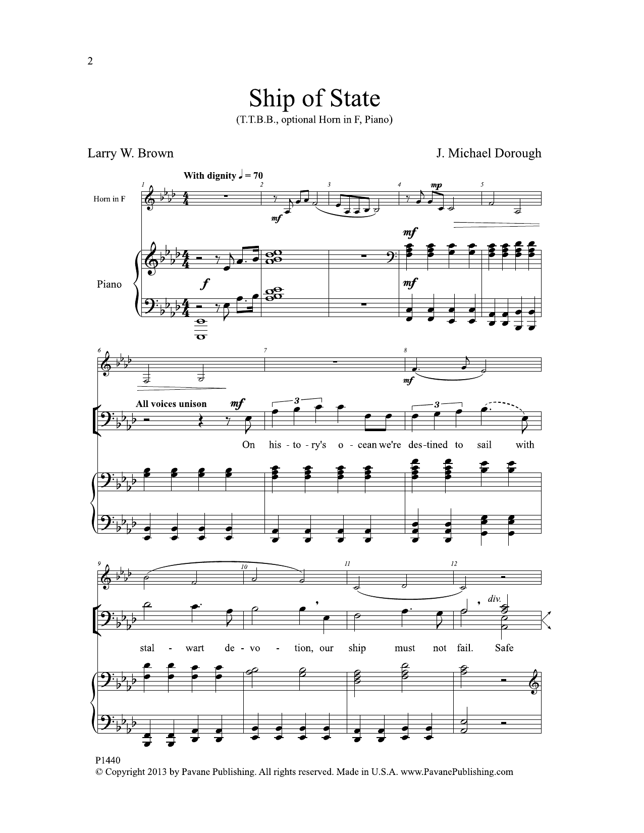 J. Michael Dorough Ship of State sheet music notes and chords arranged for TTBB Choir