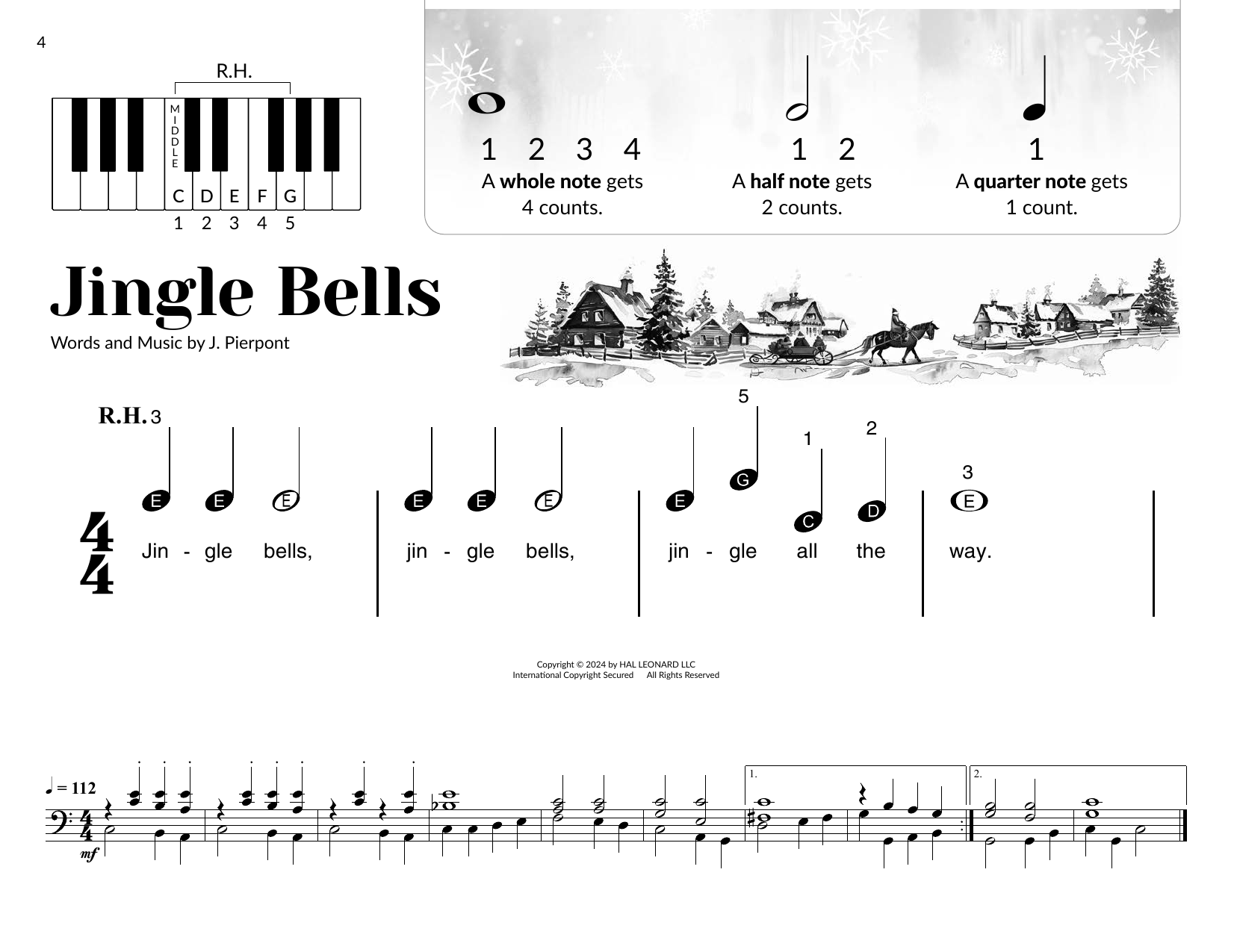 J. Pierpont Jingle Bells (arr. Brittany McCorriston) sheet music notes and chords arranged for Very Beginner Piano