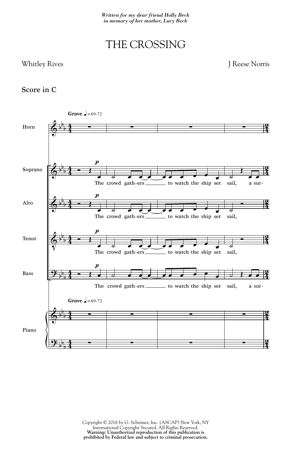 J. Reese Norris The Crossing sheet music notes and chords arranged for Choir