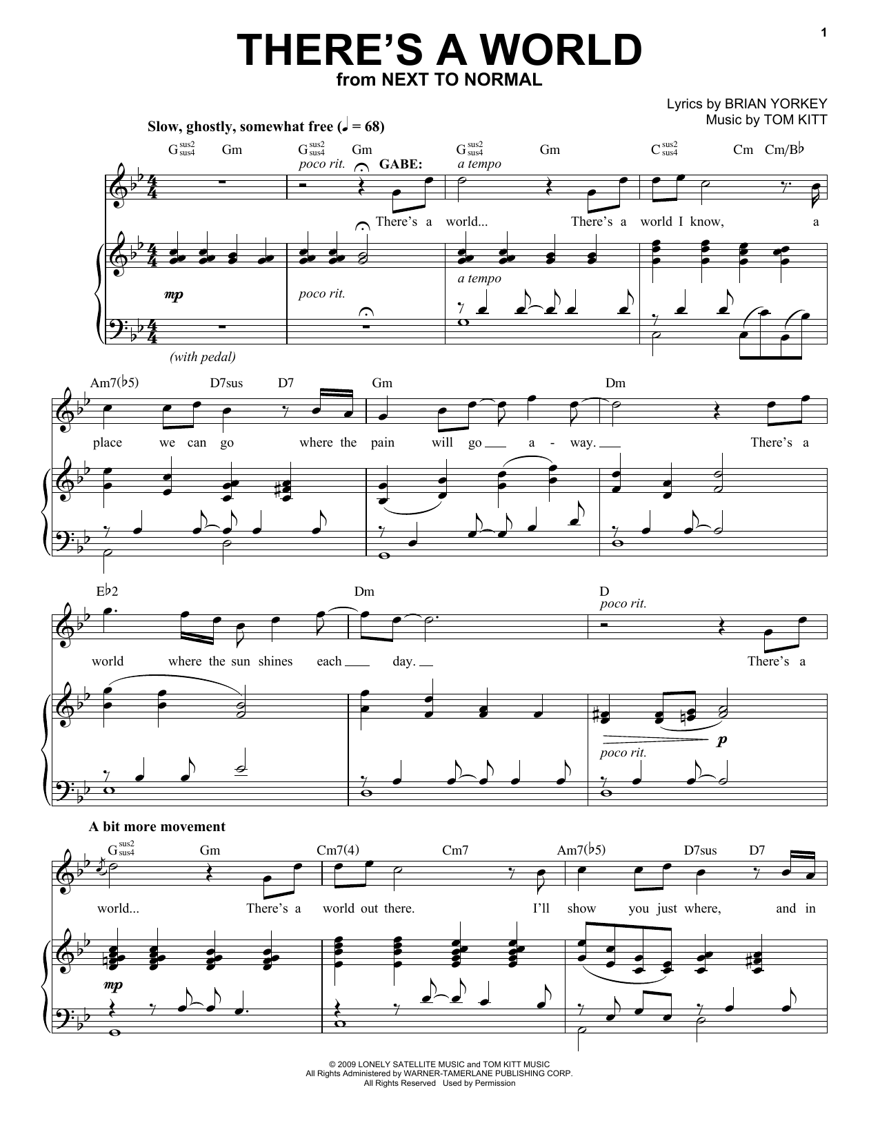 J. Robert Spencer There's A World (from Next to Normal) sheet music notes and chords arranged for Piano & Vocal
