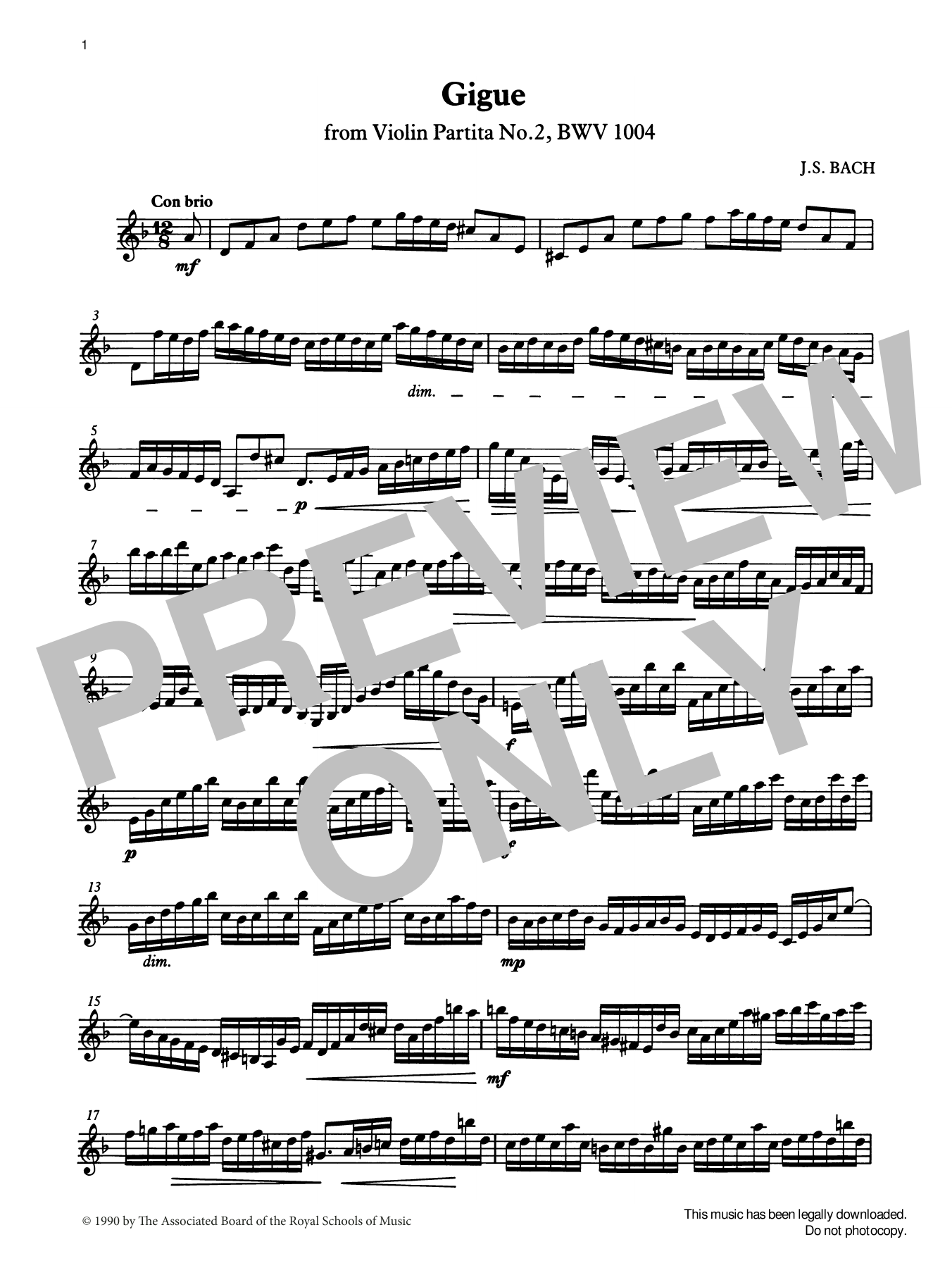 J. S. Bach Gigue from Graded Music for Tuned Percussion, Book IV sheet music notes and chords arranged for Percussion Solo