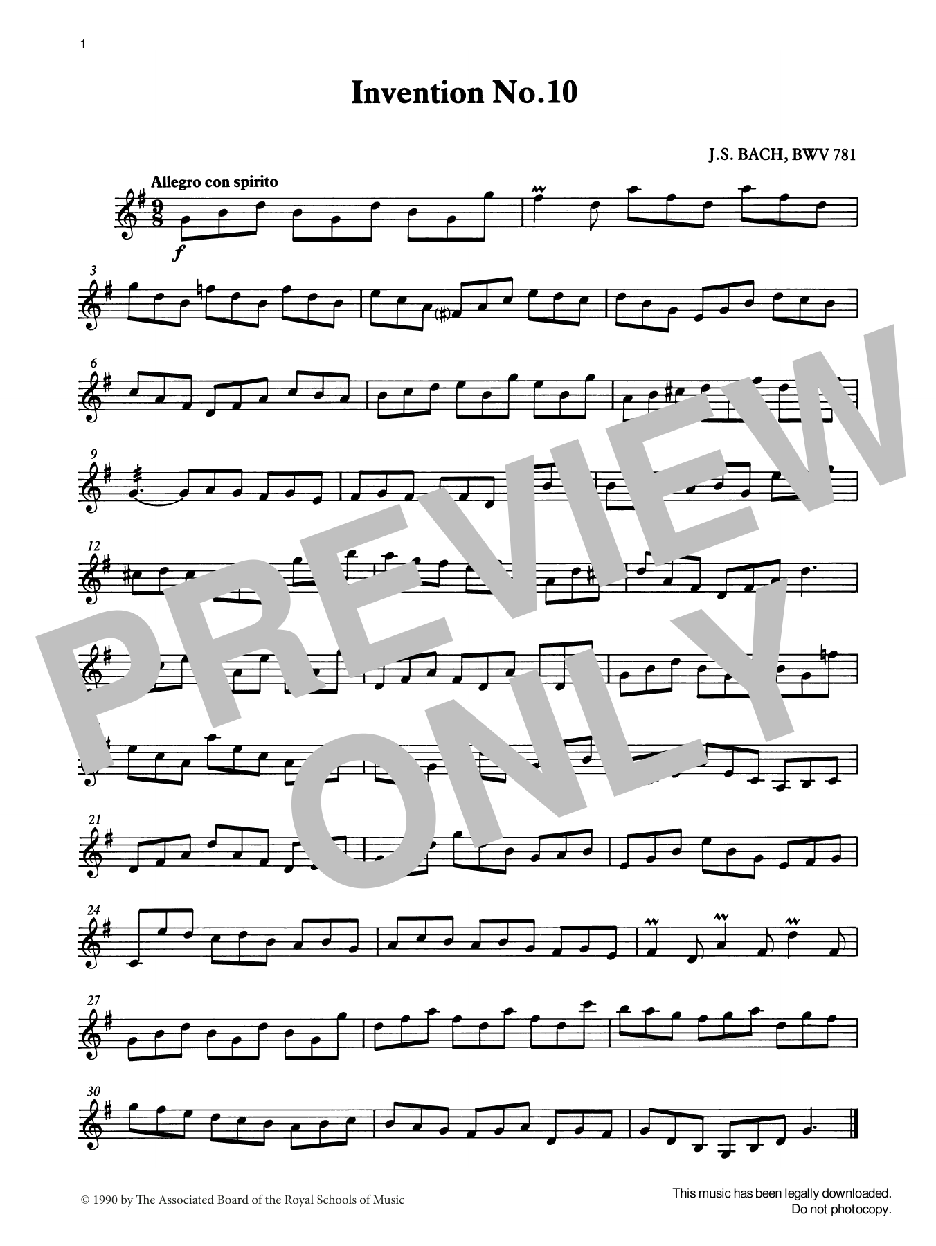 J. S. Bach Invention No.10 from Graded Music for Tuned Percussion, Book III sheet music notes and chords arranged for Percussion Solo