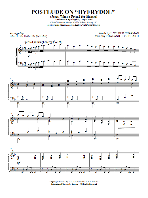 J. Wilbur Chapman Jesus! What A Friend To Sinners sheet music notes and chords arranged for Piano Solo