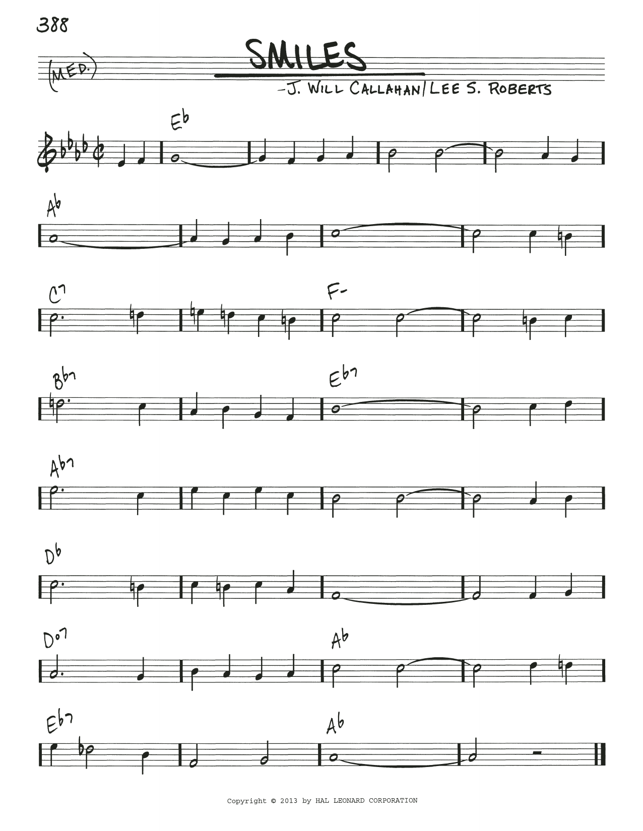 J. Will Callahan Smiles sheet music notes and chords arranged for Real Book – Melody & Chords
