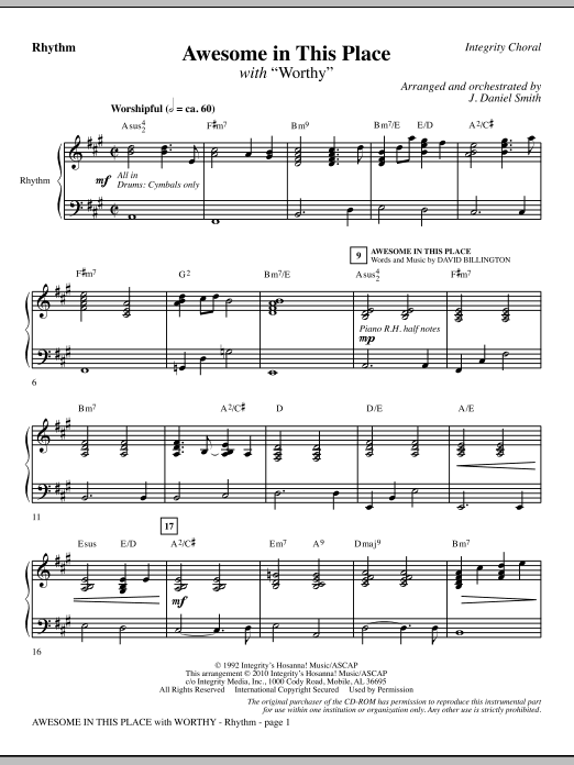 J. Daniel Smith Awesome In This Place (with Worthy) - Rhythm sheet music notes and chords. Download Printable PDF.