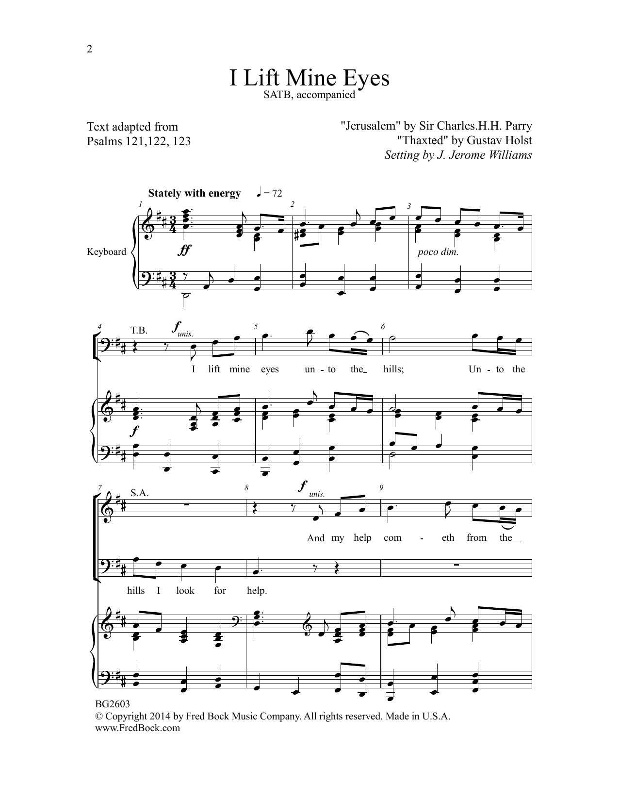J. Jerome Williams I Lift Mine Eyes sheet music notes and chords arranged for SATB Choir