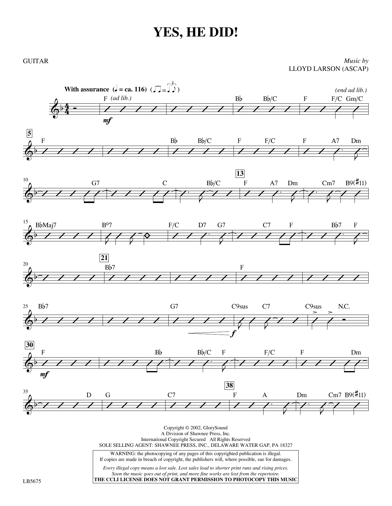 J. Paul Williams Yes, He Did! - Guitar sheet music notes and chords. Download Printable PDF.
