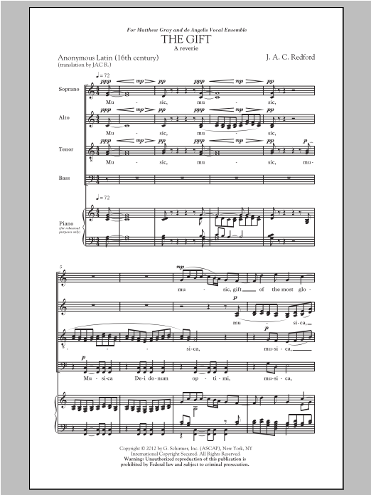 Jac Redford The Gift sheet music notes and chords arranged for SATB Choir