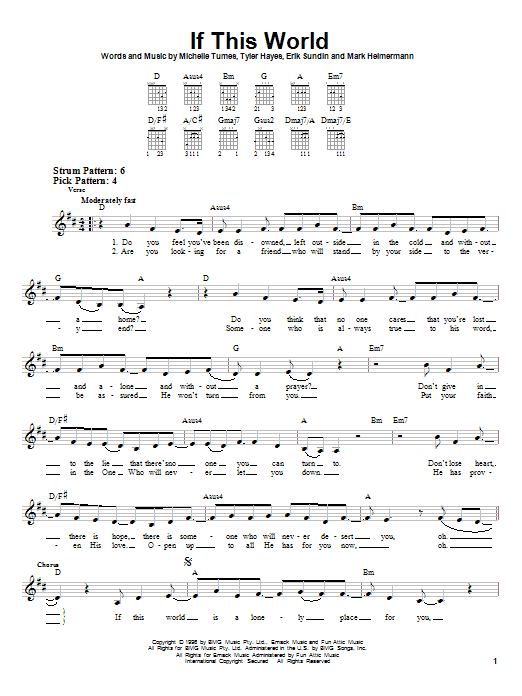 Jaci Velasquez If This World sheet music notes and chords arranged for Piano, Vocal & Guitar Chords (Right-Hand Melody)