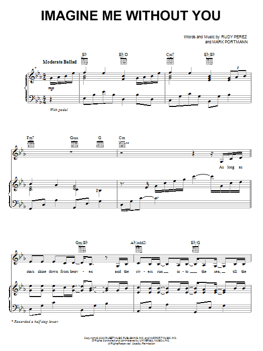 Jaci Velasquez Imagine Me Without You sheet music notes and chords arranged for Piano, Vocal & Guitar Chords (Right-Hand Melody)