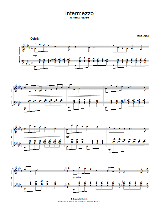 Jack Butler Intermezzo sheet music notes and chords arranged for Piano Solo