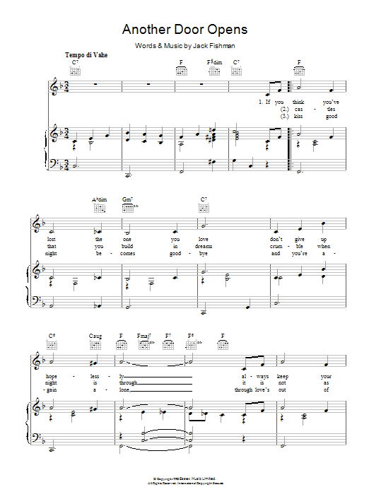 Jack Fishman Another Door Opens sheet music notes and chords arranged for Piano, Vocal & Guitar Chords