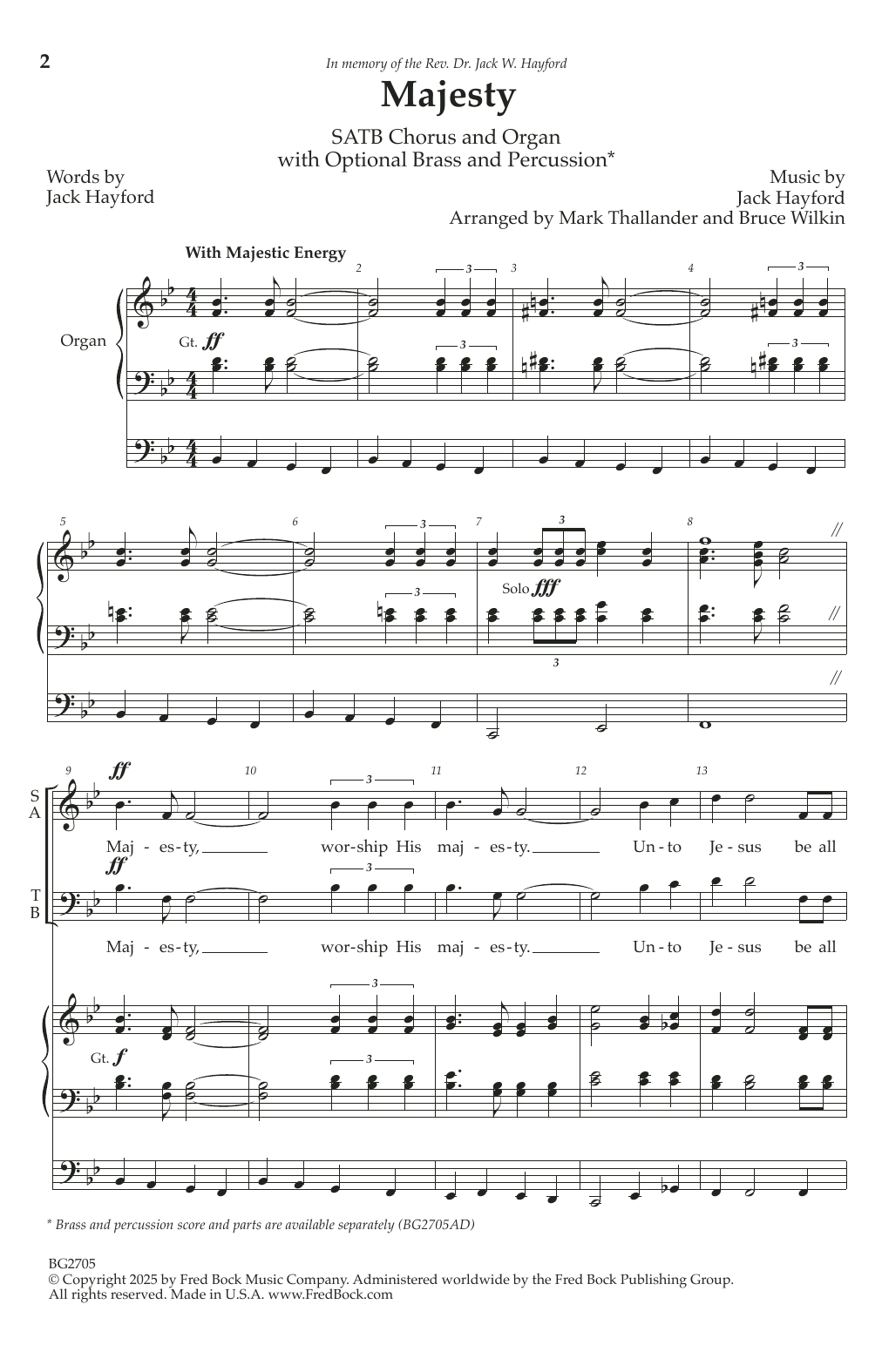 Jack Hayford Majesty (arr. Mark Thallander and Bruce Wilkin) sheet music notes and chords arranged for SATB Choir