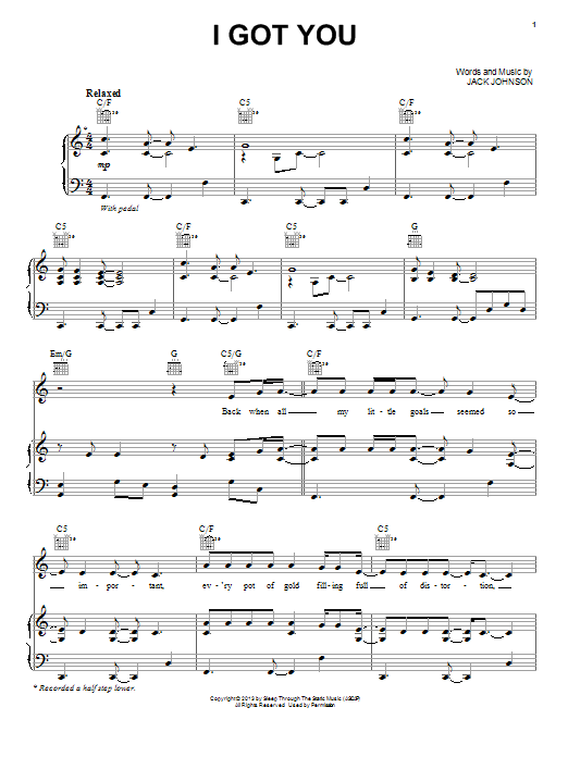 Jack Johnson I Got You sheet music notes and chords arranged for Guitar Tab (Single Guitar)