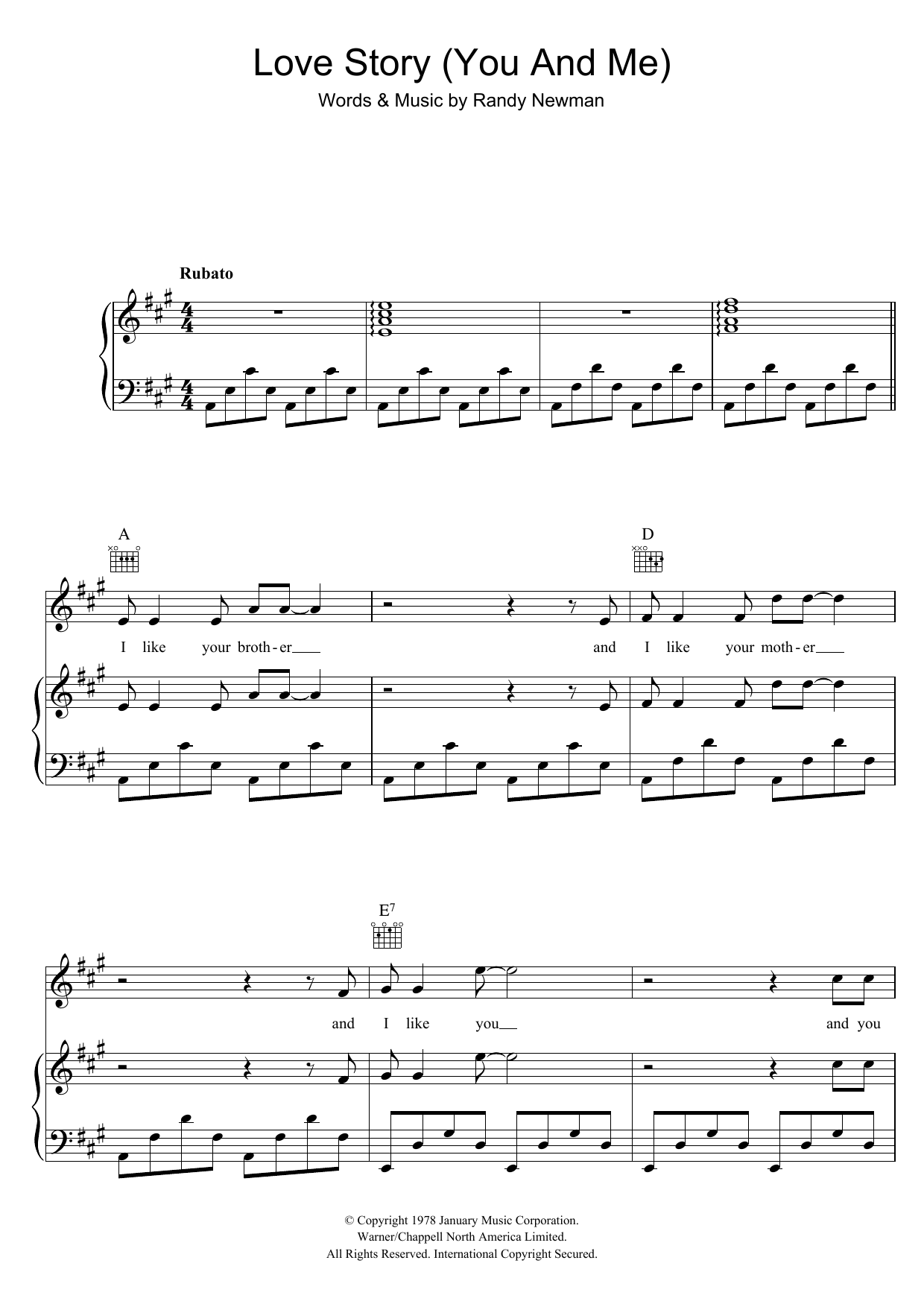 Jack Jones Love Story (You And Me) sheet music notes and chords arranged for Piano, Vocal & Guitar Chords