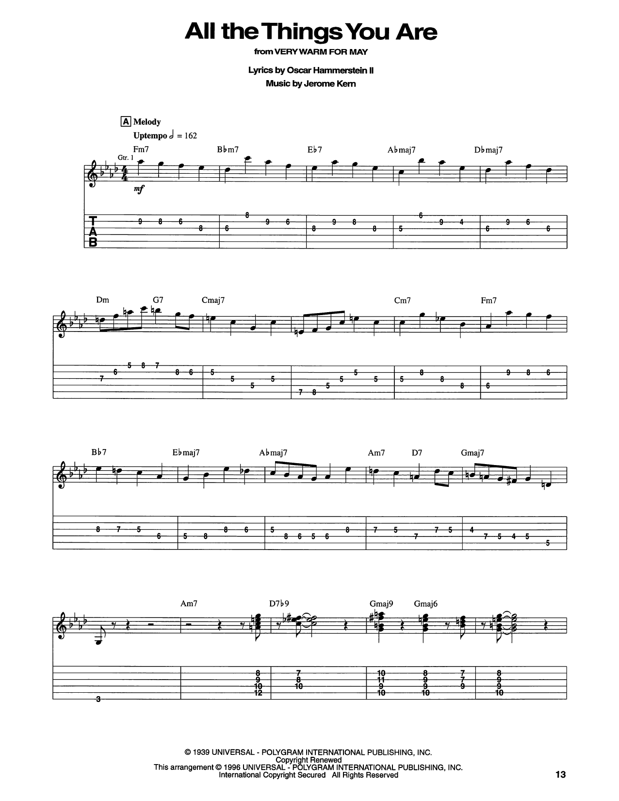 Jack Leonard with Tommy Dorsey Orchestra All The Things You Are (from Very Warm For May) (arr. Jack Grassel) sheet music notes and chords arranged for Solo Guitar