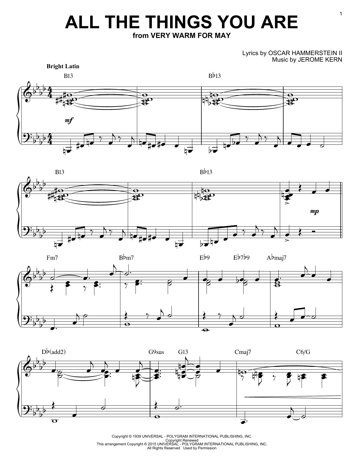 Jack Leonard with Tommy Dorsey Orchestra All The Things You Are [Jazz version] (arr. Brent Edstrom) sheet music notes and chords arranged for Piano Solo