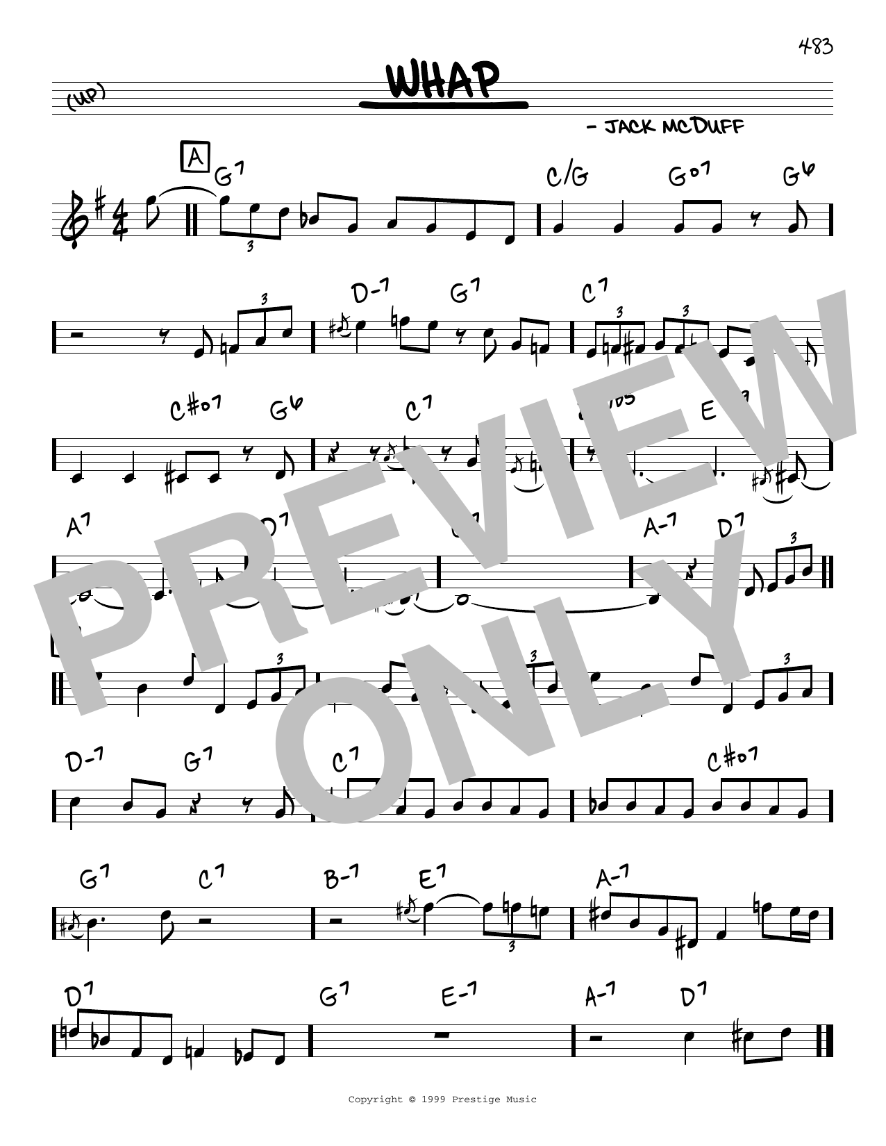 Jack McDuff Whap sheet music notes and chords arranged for Real Book – Melody & Chords