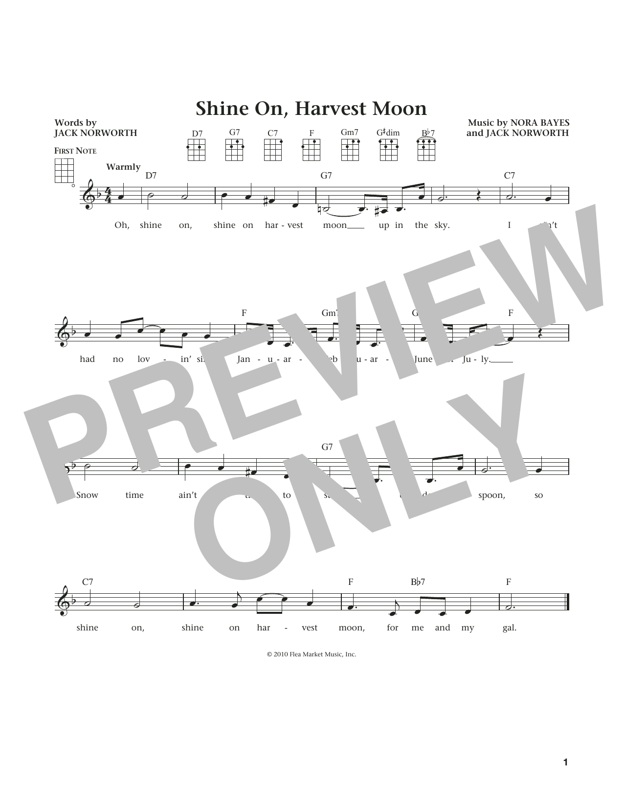 Jack Norworth Shine On, Harvest Moon (from The Daily Ukulele) (arr. Liz and Jim Beloff) sheet music notes and chords arranged for Ukulele