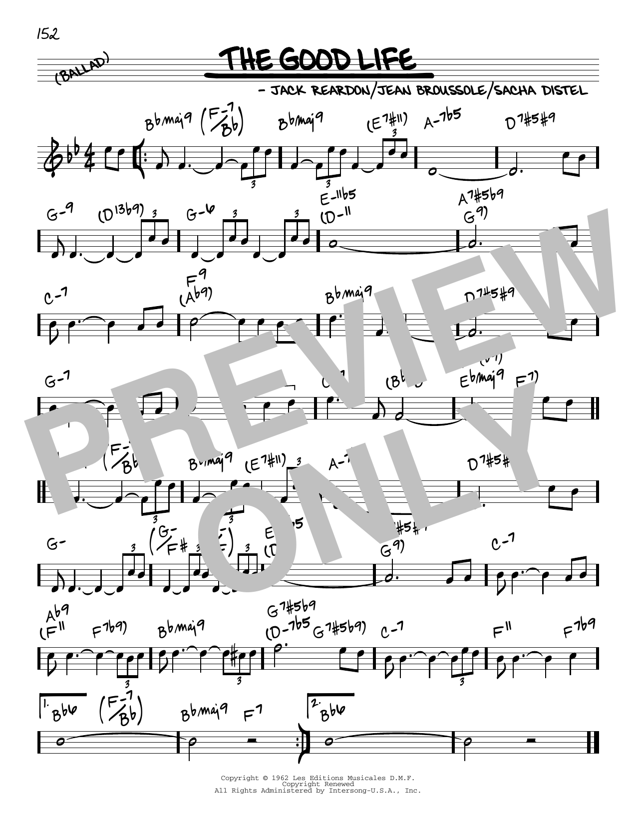 Jack Reardon The Good Life sheet music notes and chords arranged for Real Book – Melody & Chords