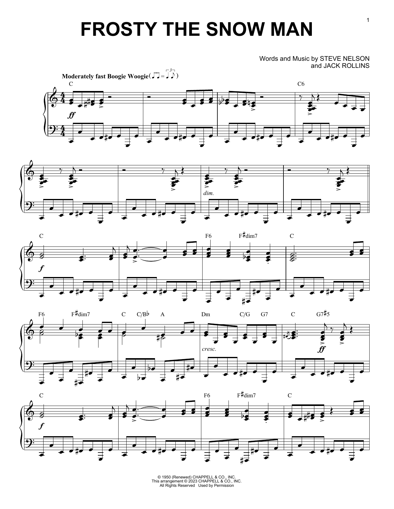 Jack Rollins Frosty The Snow Man [Boogie Woogie version] (arr. Brent Edstrom) sheet music notes and chords arranged for Piano Solo