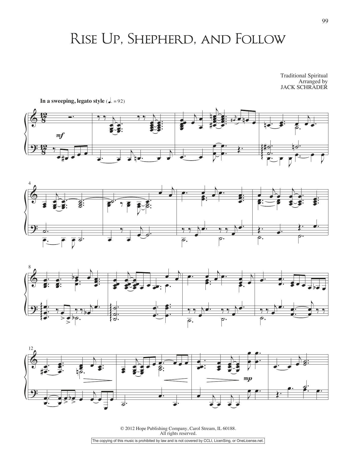 Jack Schrader Rise Up, Shepherd, and Follow sheet music notes and chords arranged for Piano Solo