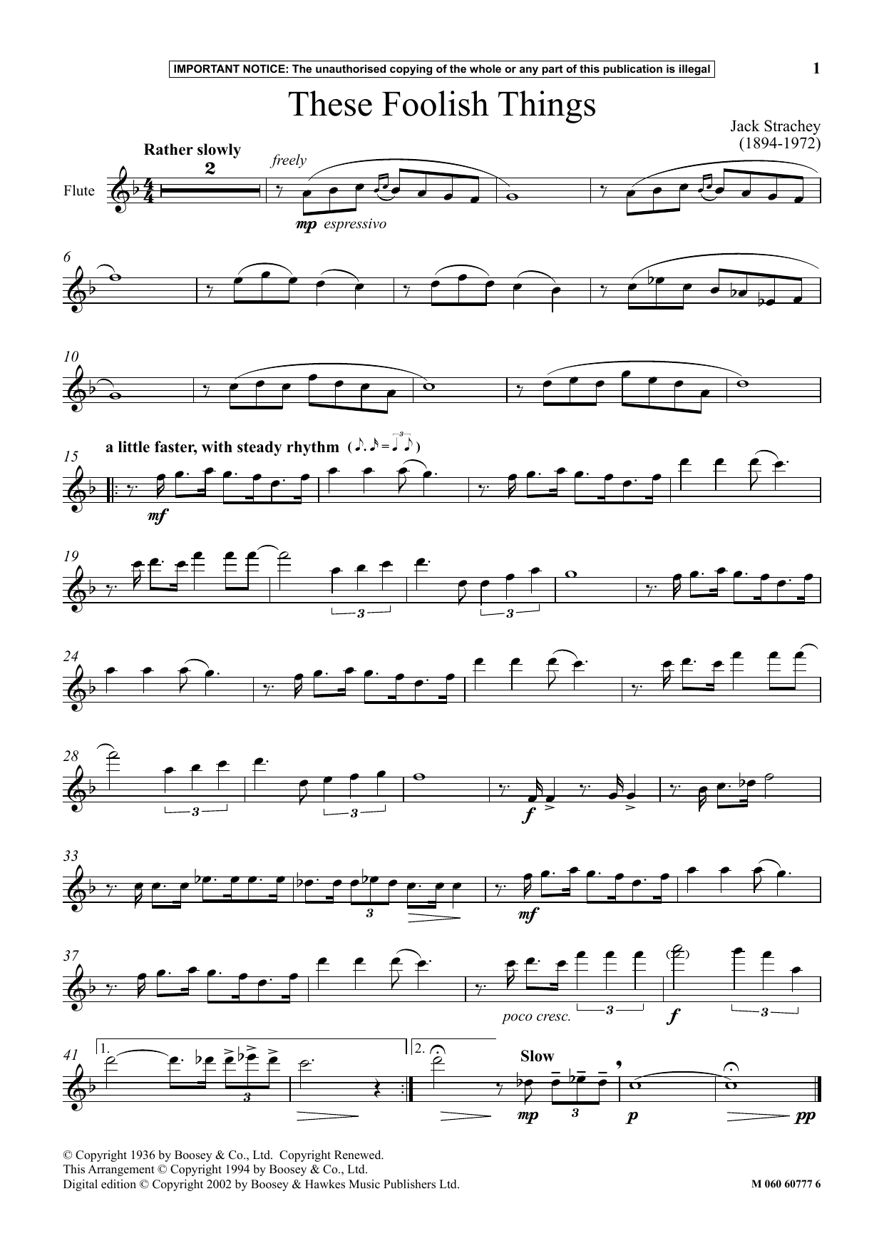 Jack Strachey These Foolish Things sheet music notes and chords arranged for Instrumental Solo