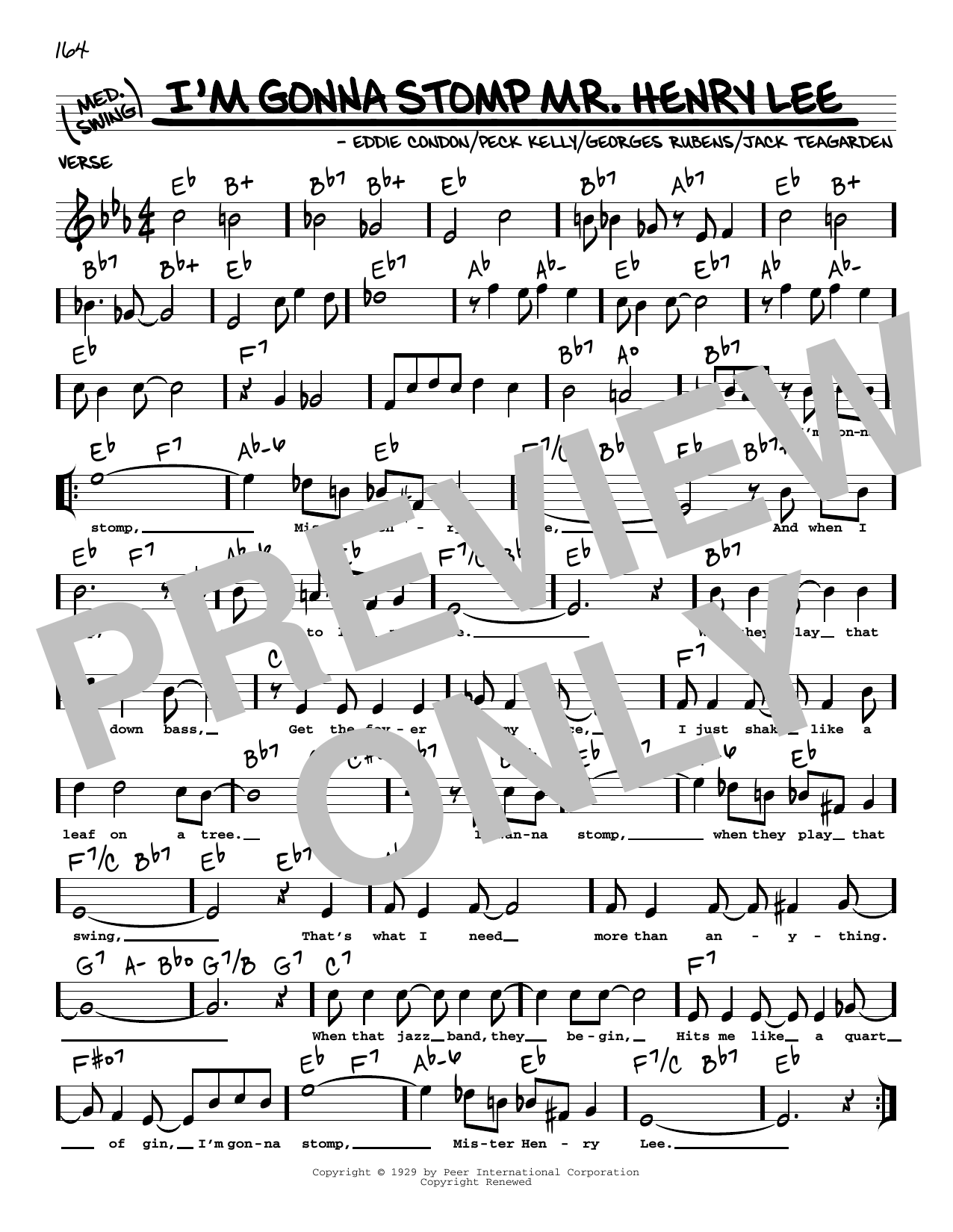 Jack Teagarden I'm Gonna Stomp Mr. Henry Lee (arr. Robert Rawlins) sheet music notes and chords arranged for Real Book – Melody, Lyrics & Chords