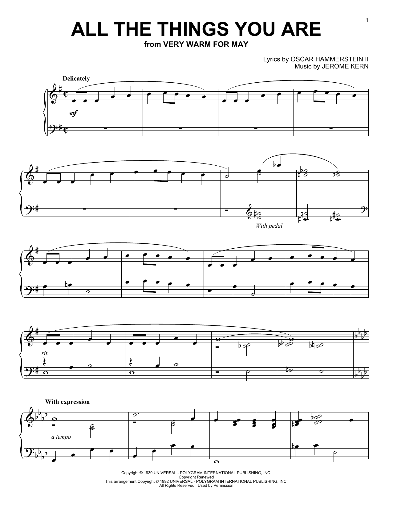 Jack Leonard with Tommy Dorsey Orchestra All The Things You Are sheet music notes and chords arranged for Piano Solo