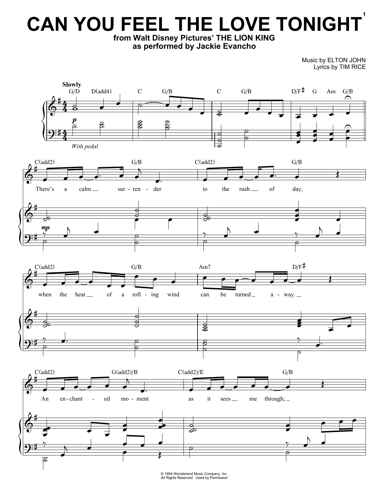 Jackie Evancho Can You Feel The Love Tonight (from The Lion King) sheet music notes and chords arranged for Piano & Vocal