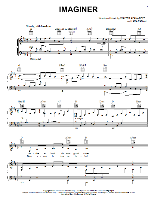 Jackie Evancho Imaginer sheet music notes and chords arranged for Piano, Vocal & Guitar Chords (Right-Hand Melody)