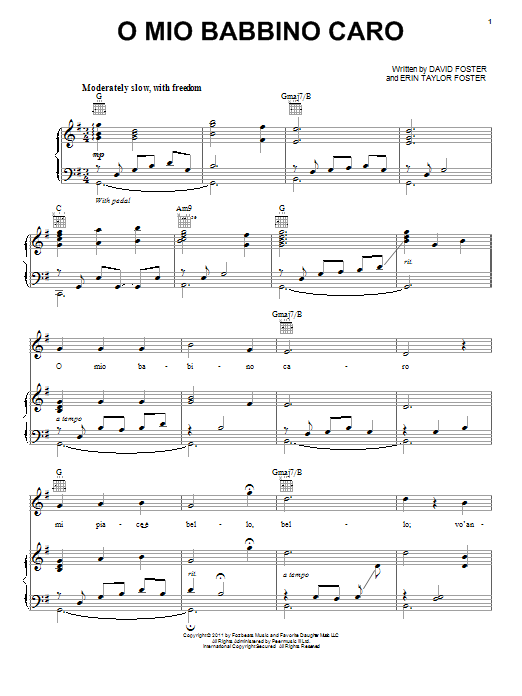 Jackie Evancho O Mio Babbino Caro sheet music notes and chords arranged for Piano, Vocal & Guitar Chords (Right-Hand Melody)