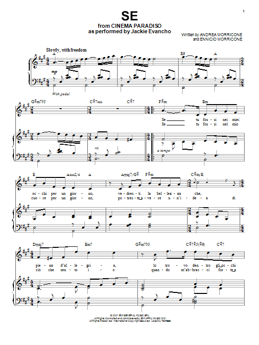 Jackie Evancho Se sheet music notes and chords arranged for Piano & Vocal