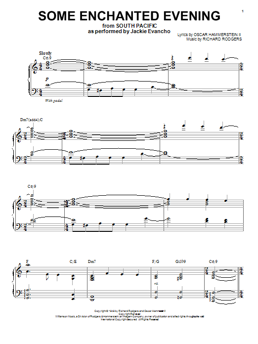 Jackie Evancho Some Enchanted Evening sheet music notes and chords arranged for Piano & Vocal