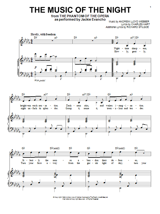 Jackie Evancho The Music Of The Night (from The Phantom Of The Opera) sheet music notes and chords arranged for Piano & Vocal