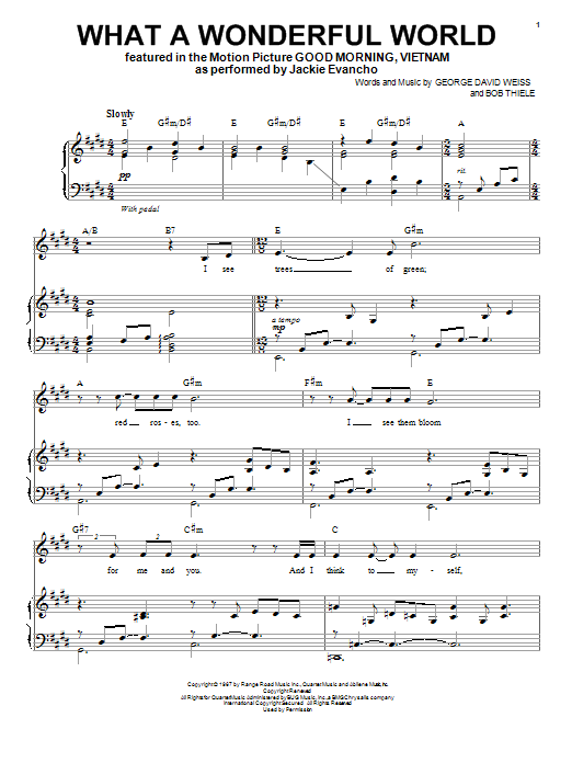 Jackie Evancho What A Wonderful World sheet music notes and chords arranged for Piano & Vocal