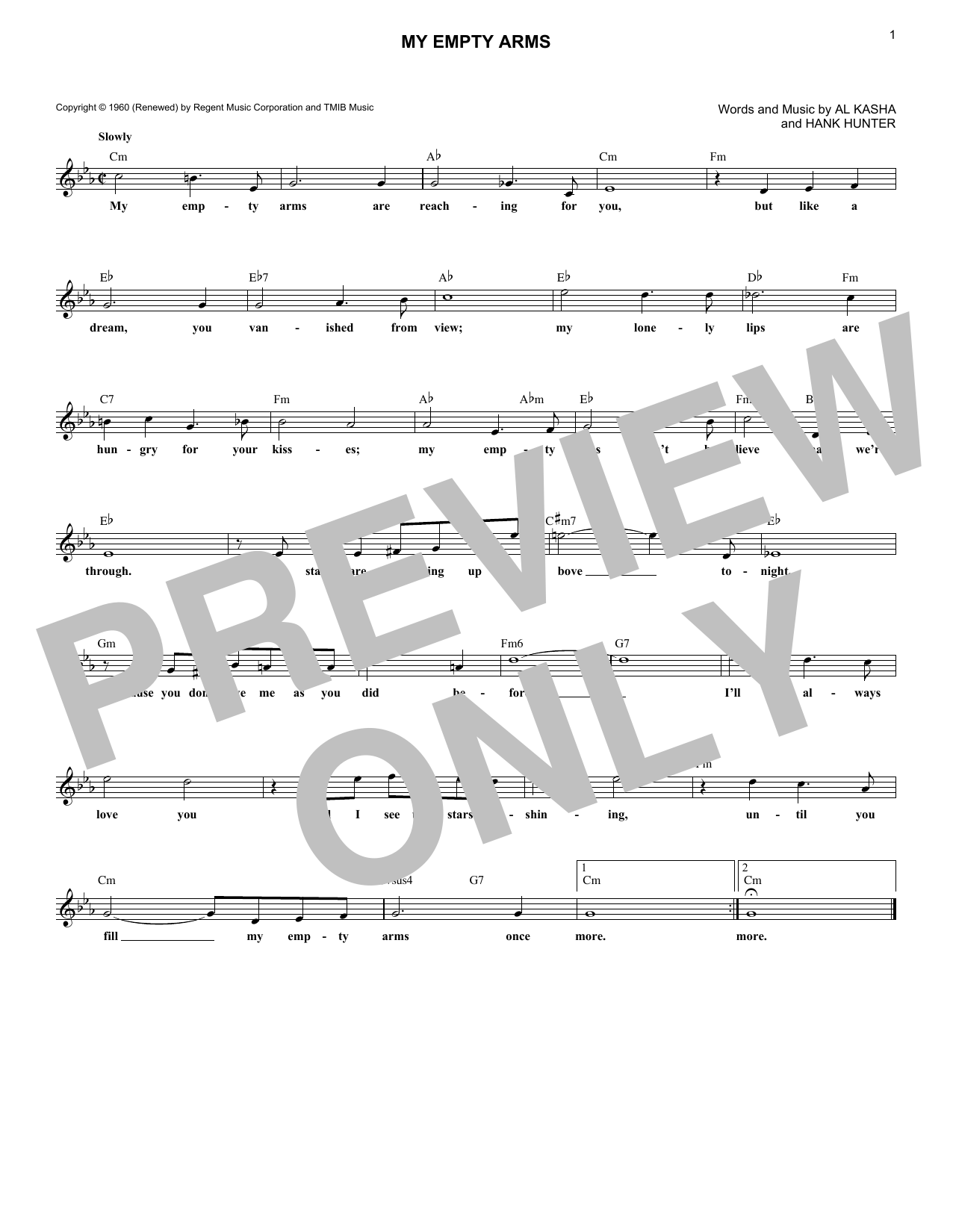Jackie Wilson My Empty Arms sheet music notes and chords arranged for Lead Sheet / Fake Book