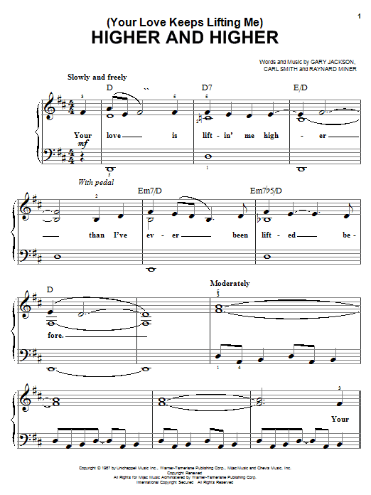 Jackie Wilson (Your Love Keeps Lifting Me) Higher And Higher sheet music notes and chords arranged for Piano, Vocal & Guitar Chords