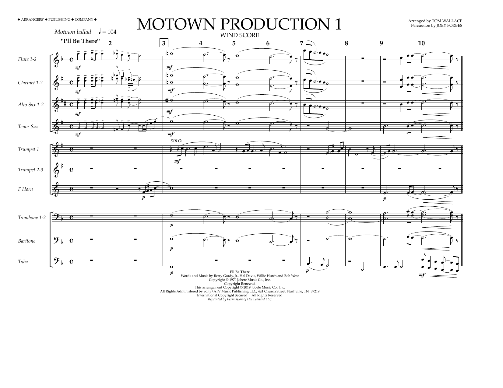Jackson 5 Motown Production 1(arr. Tom Wallace) - Wind Score sheet music notes and chords arranged for Marching Band