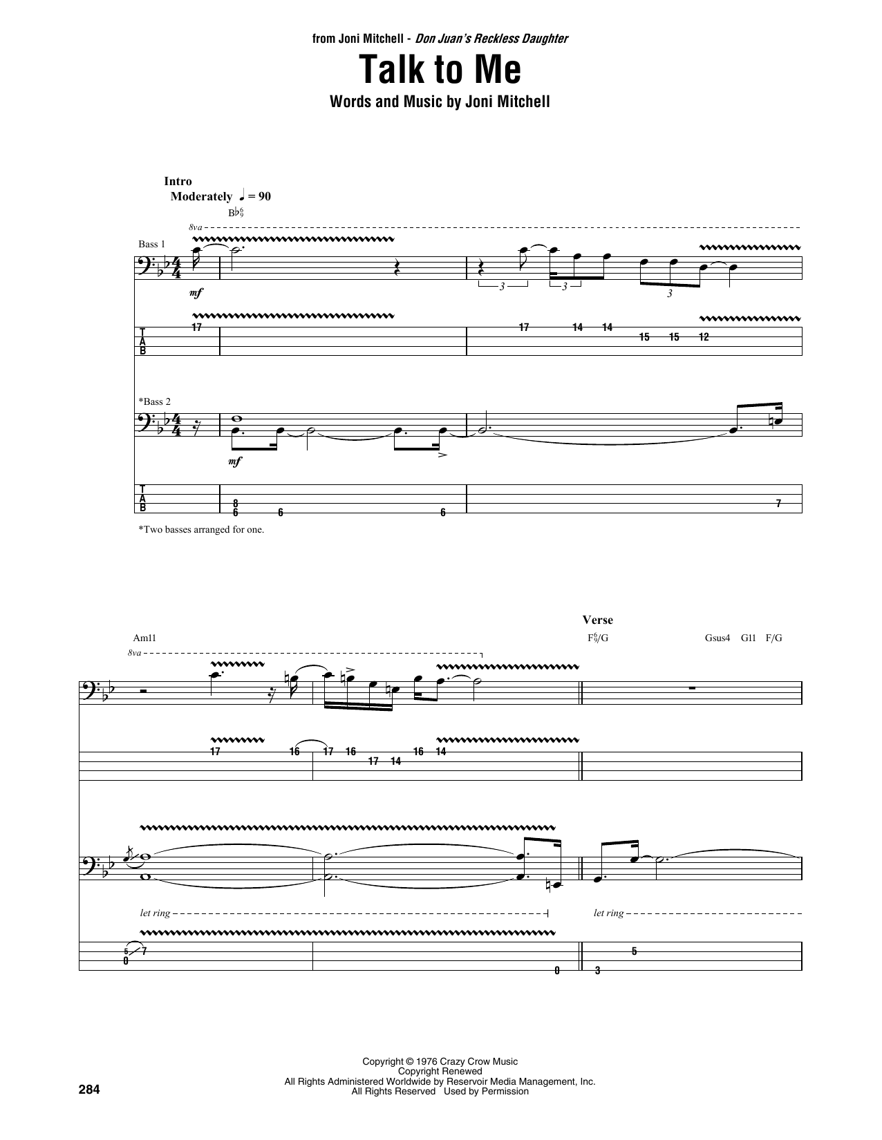 Jaco Pastorius Talk To Me sheet music notes and chords arranged for Bass Guitar Tab