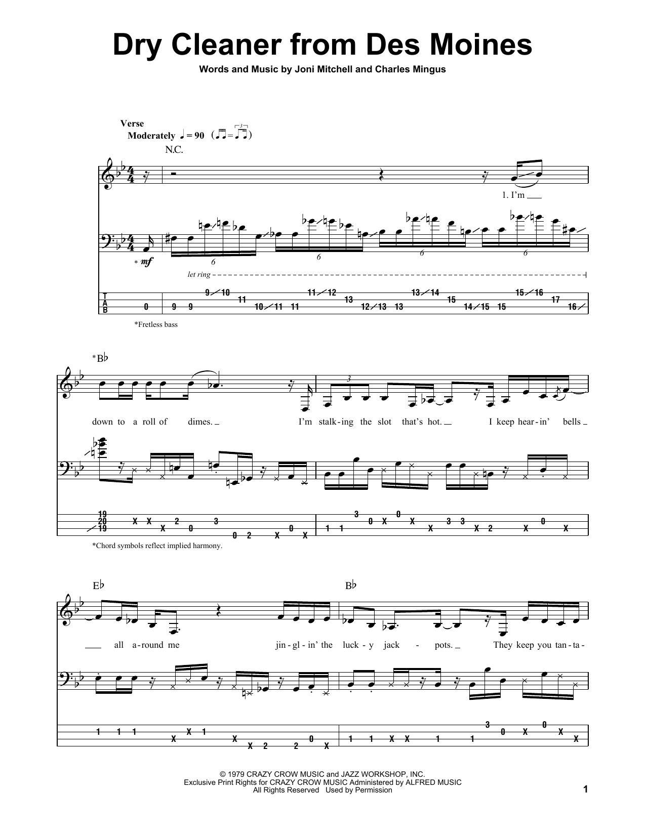 Jaco Pastorius The Dry Cleaner From Des Moines sheet music notes and chords arranged for Bass Guitar Tab