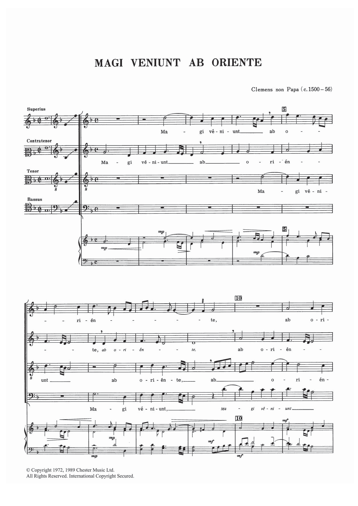Jacob Clemens Non Papa Magi Veniunt Ab Oriente sheet music notes and chords arranged for SATB Choir