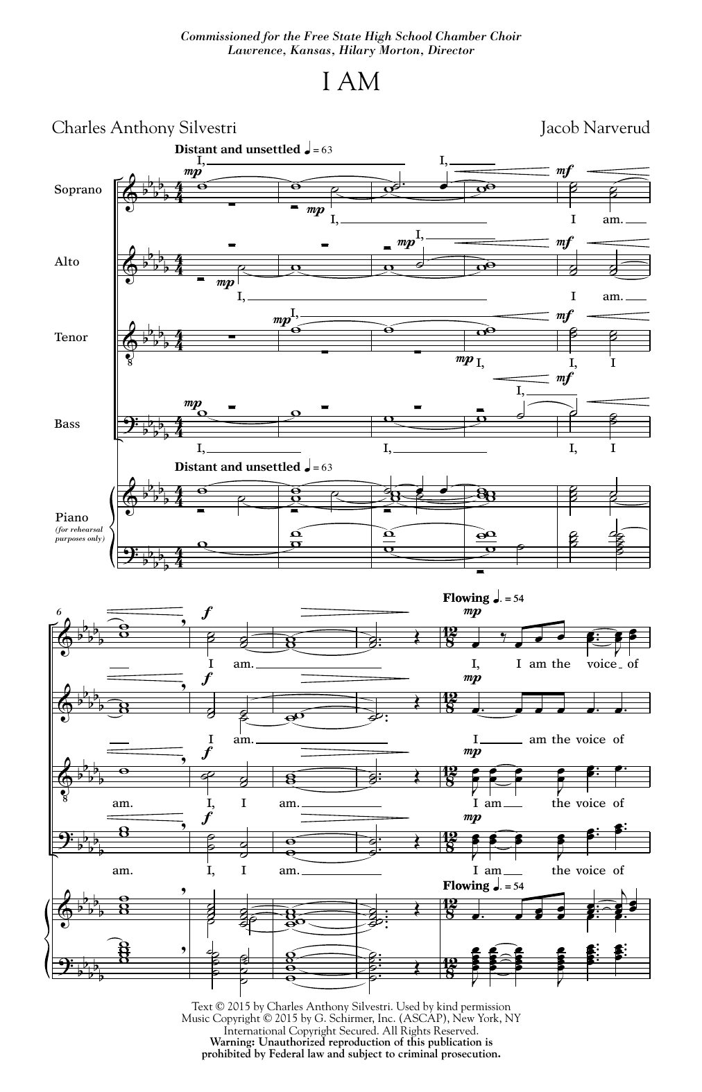 Jacob Narverud I Am sheet music notes and chords arranged for SATB Choir