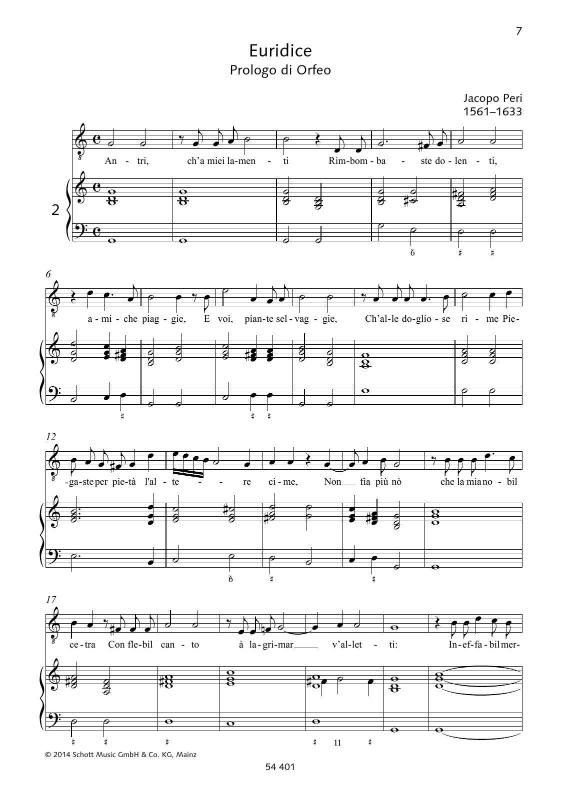 Jacopo Peri Antri, ch'a miei lamenti Rimbombaste dolenti sheet music notes and chords arranged for Piano & Vocal