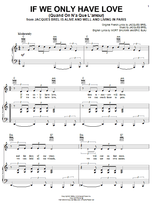 Jacques Brel If We Only Have Love (Quand On N'a Que L'amour) sheet music notes and chords arranged for Ukulele