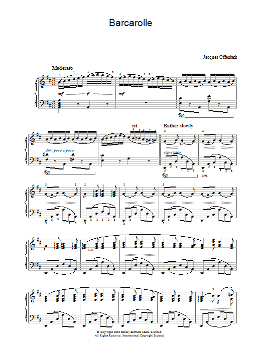 Jacques Offenbach Barcarolle (from The Tales Of Hoffmann) sheet music notes and chords arranged for Alto Sax Solo